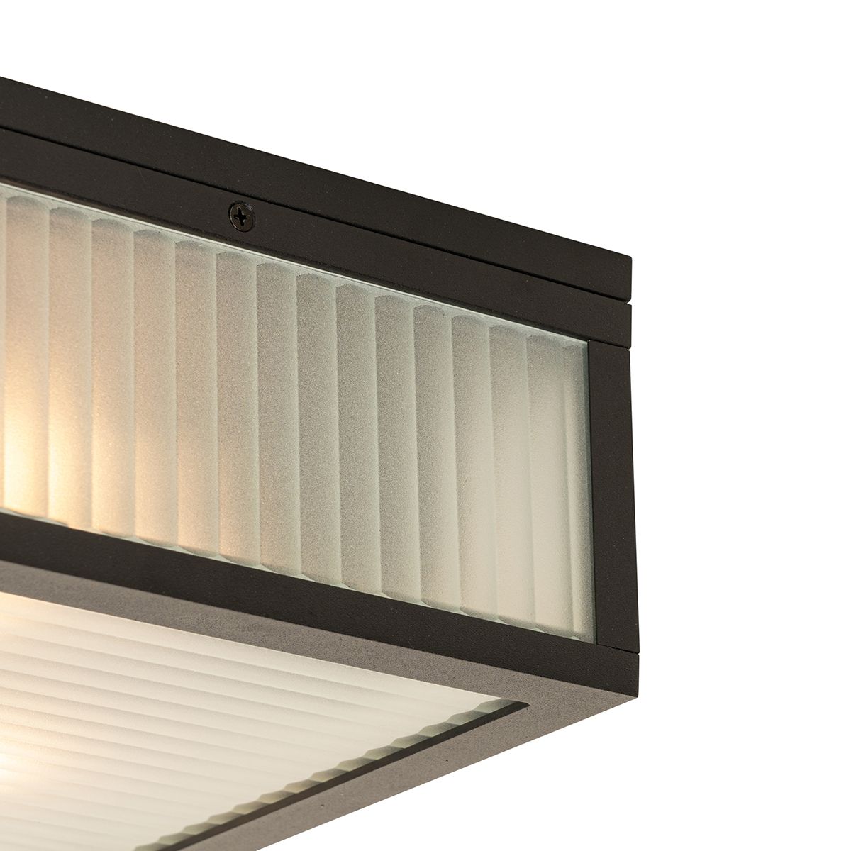 Smart buiten plafondlamp zwart met ribbel glas incl. Wifi A60 - Charlois