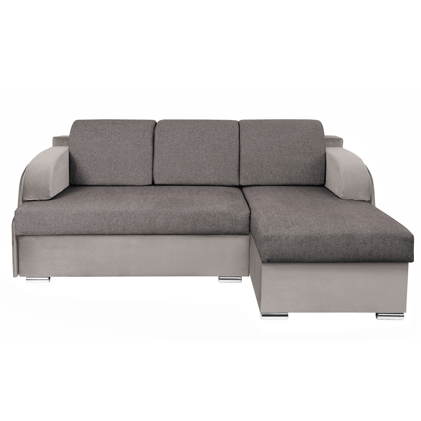 Ecksofa - braun-taupe - mit Liegefunktion - 2 Bettkästen