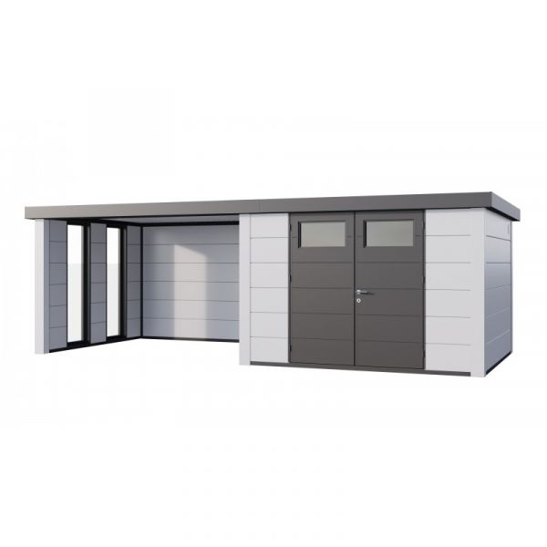 Telluria Abrigo de Jardim Metálico NH8 com Apoio Grande e Janelas à Esquerda Branco / Branco (298 x 298)   (344 x 298) Aço Galvanizado