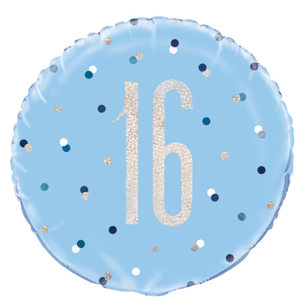 Helium Ballon 16 Jaar Blauw 45cm leeg