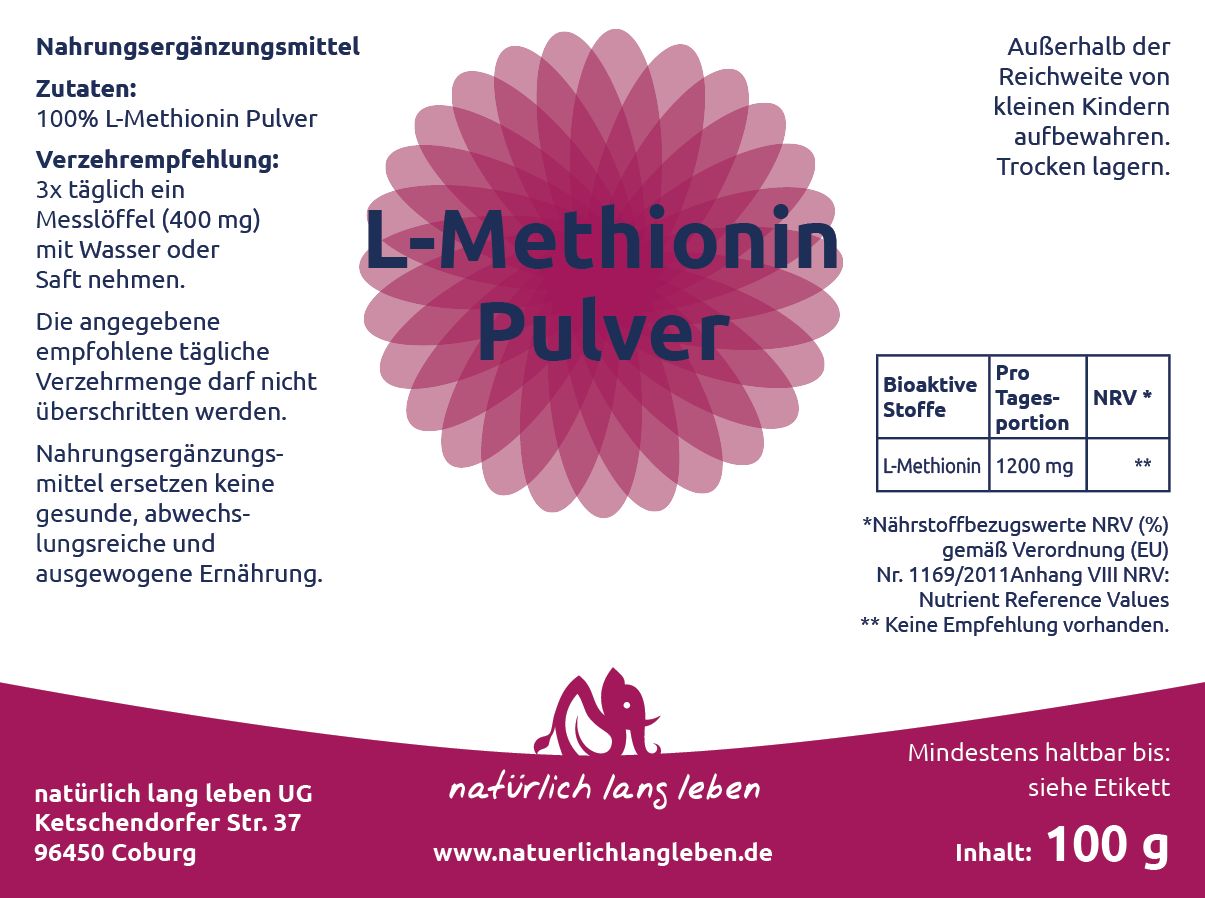 natürlich lang leben L-Methionin Pulver