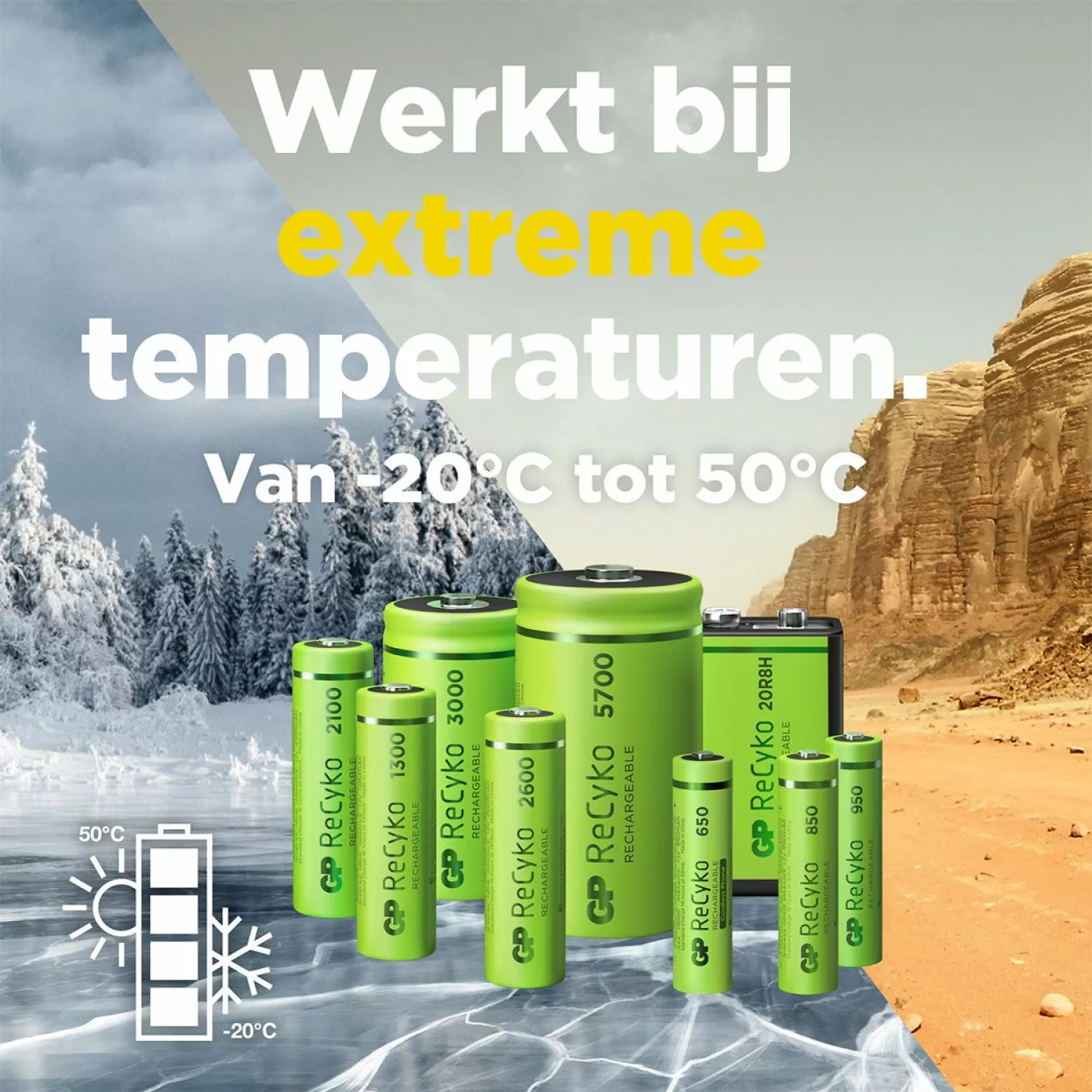 GP NiMH 650 mAh ReCyko Oplaadbaar batterij 1,2V (4st) - AAA - GPRCK65AAA570C4