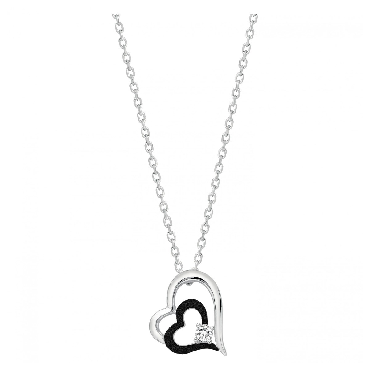 Collier mono-motif en Argent avec oxyde de zirconium noir