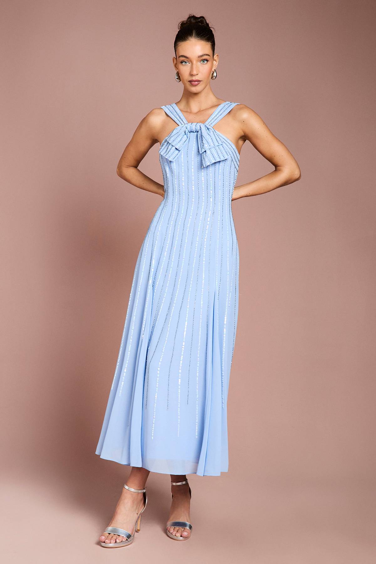 Coast Robe Midi Ornementée À Détail Nœud Croisé Devant