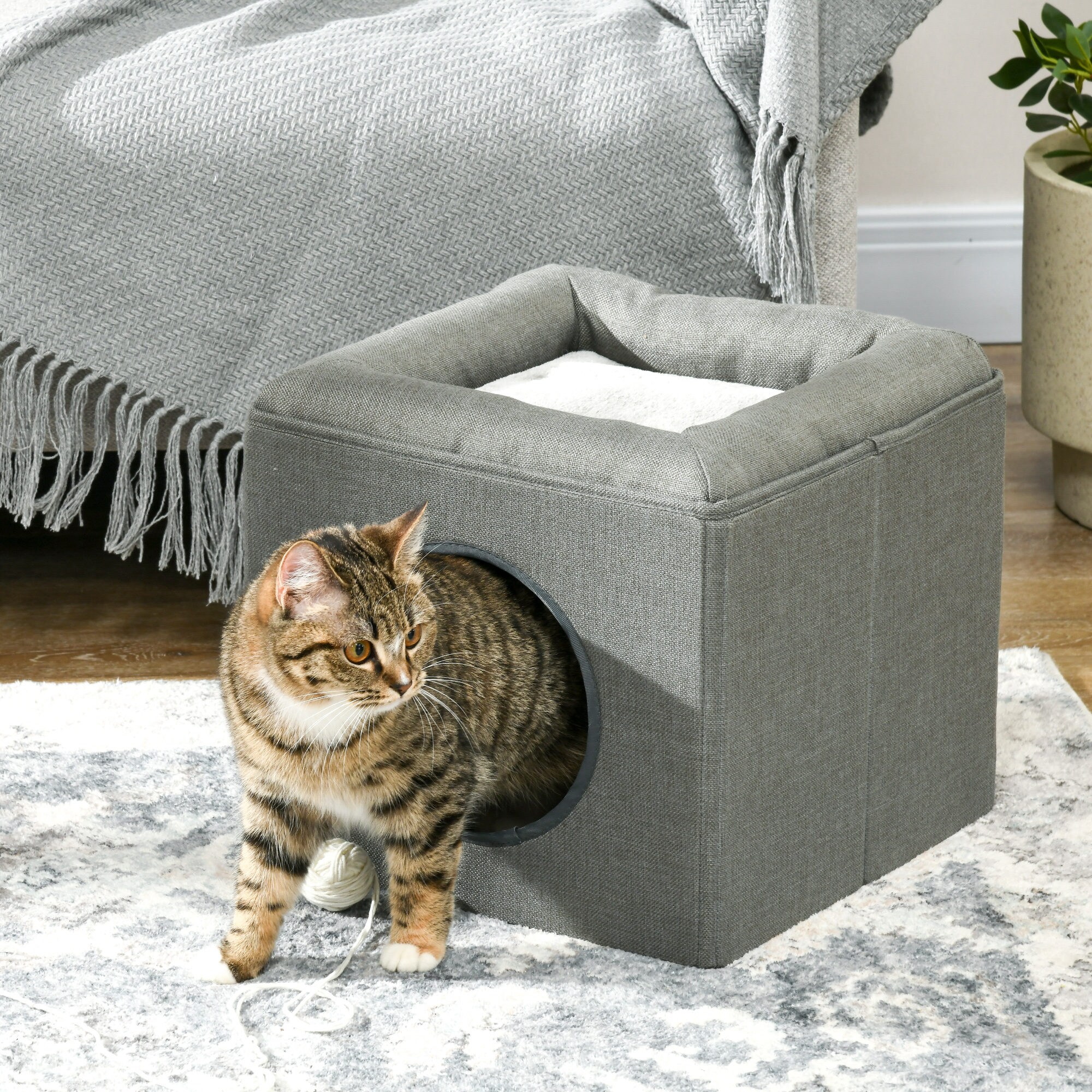 PawHut Katzenhöhle mit weichem Kissen grün 36,5L x 36,5B x 33Hcm