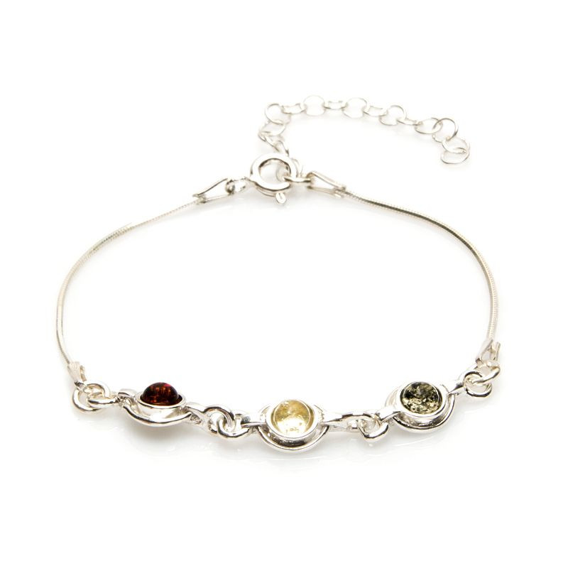 Bracelet argent ambre multicolore