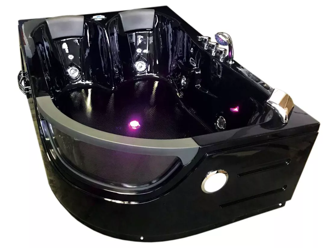 Baignoire Balnèo hydromassage noir 120 x 180 cm 8 jets – Violet