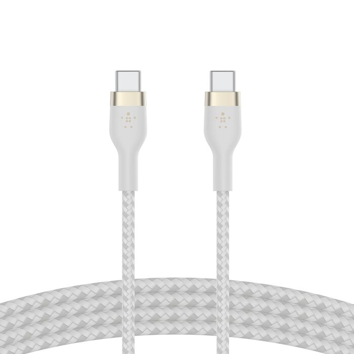 (1m) 60W Boost Charge Pro Flex USB C auf USB C Ladekabel Nylon Datenkabel Power Delivery mit Kabel Organizer (CAB011bt1MWH) - Weiss