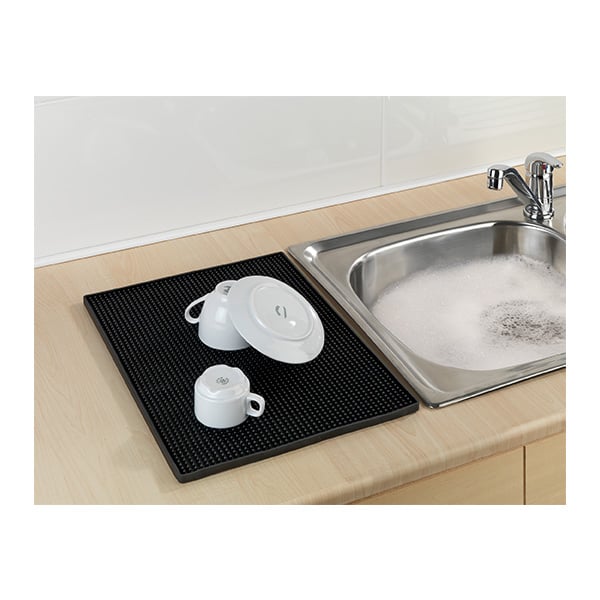 Lot tapis égouttoirs silicone noirs 30x40 cm et 42x8cm et égouttoir fi