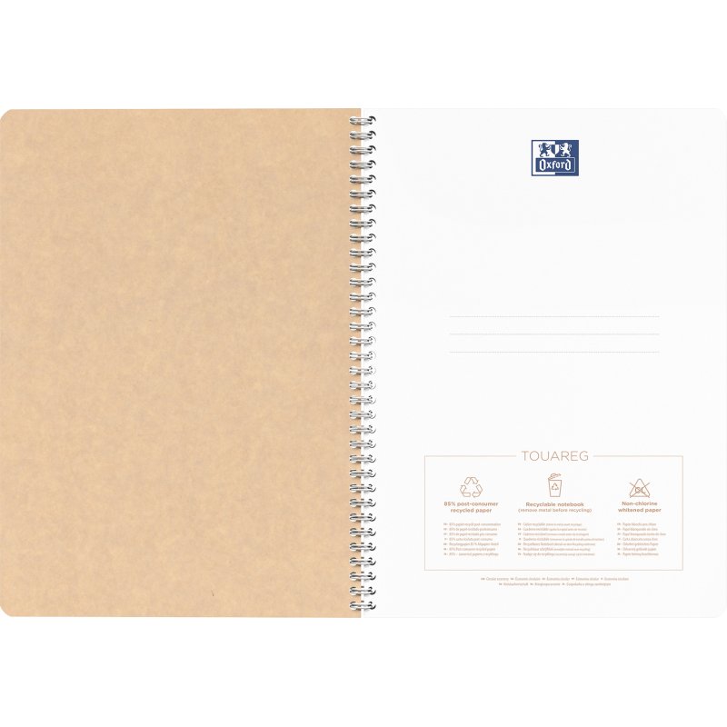 Cahier recyclé spirale Oxford Touareg A4 21 x 29,7 cm petits carreaux 100 pages