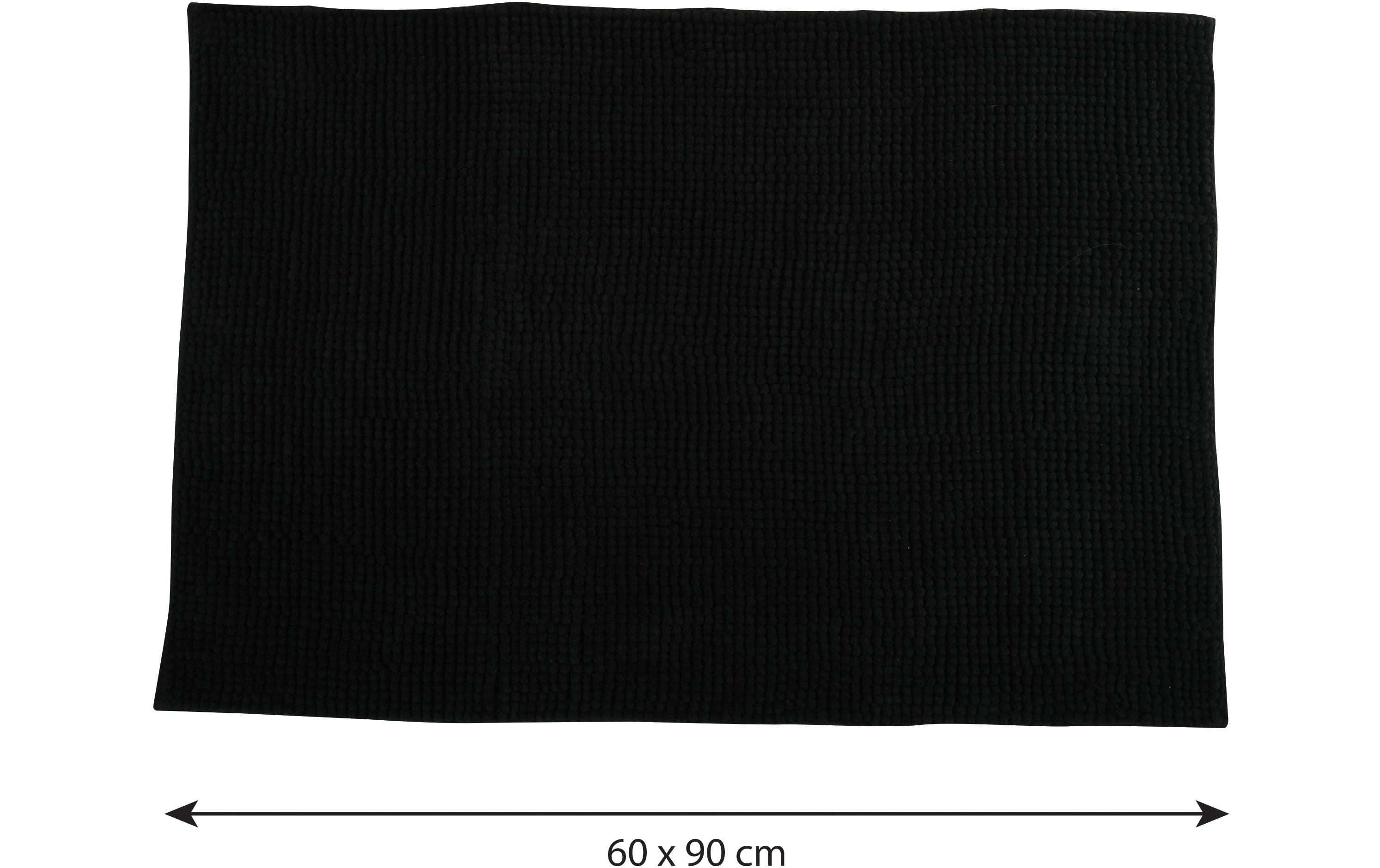 Badteppich Chenille 60 x 90 cm, SchwarzBadematte mit rutschfester Unterseite