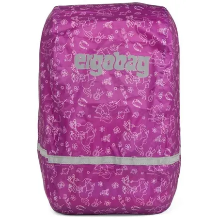 ergobag Regenschutz für Schulranzen / Schulrucksäcke, Pferde / Lila