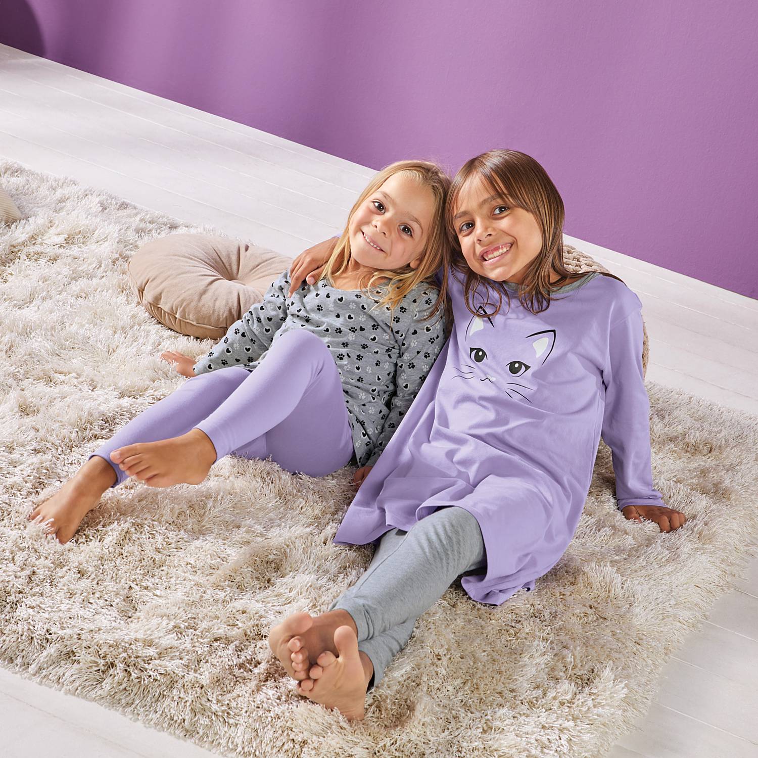 Erwin Müller Single-Jersey Kinder-Nachthemd mit Leggings im 2er-Pack