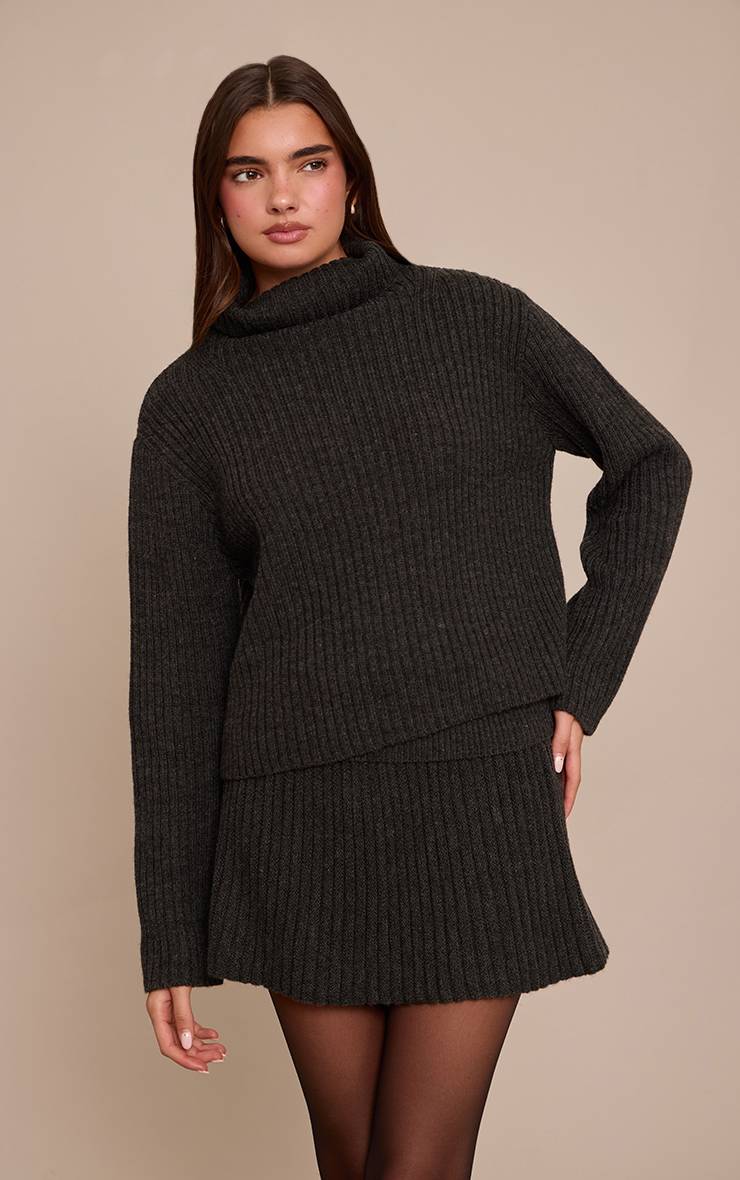 Gris Synthétiquell Col Roulé En Maille