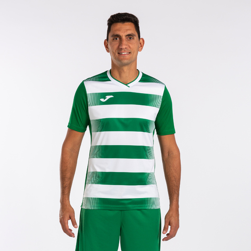 Camiseta Joma Europa V de manga curta verde e branca