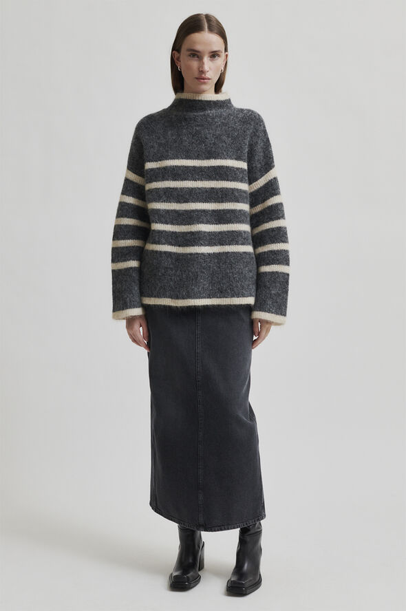 Second Female Ovalis Mohair Blend Knit T-Neck Volcanic ash