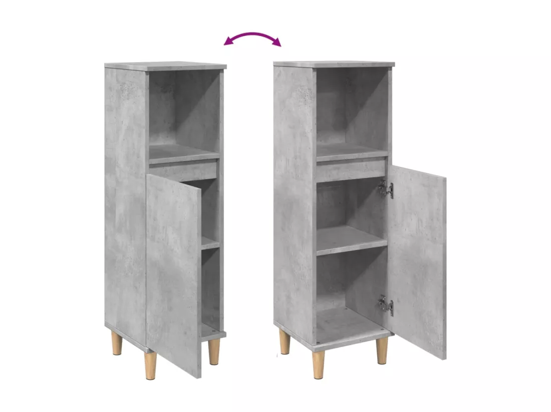 Armoire de salle de bain gris béton 30x30x100 cm
