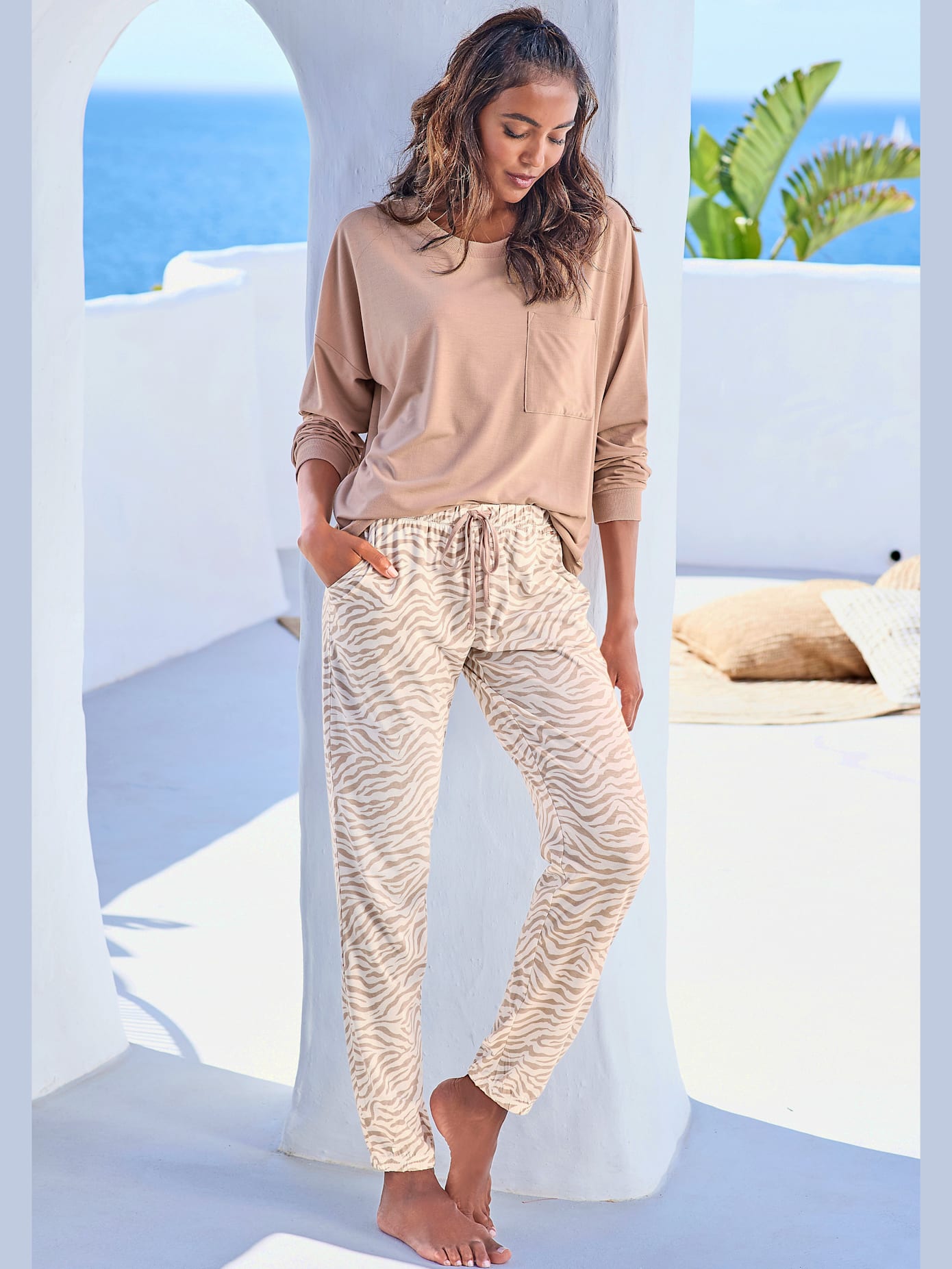Pantalon de nuit pantalon de pyjama avec poches fendues