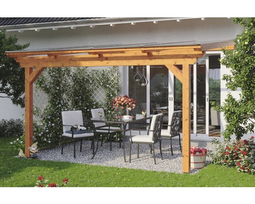 SKAN HOLZ Ancona terrasoverkapping, 434x250 cm, licht eiken