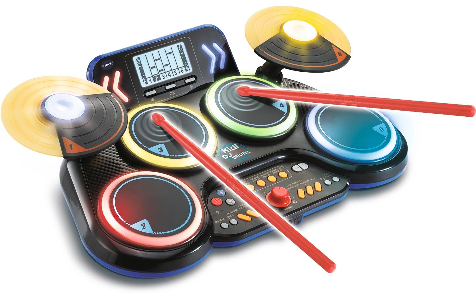 Musikspielzeug Kidi DJ Drums -FR-Elektronisches Schlagzeug mit coolen Leuchteffekten und realistischen Schlagzeuggeräuschen