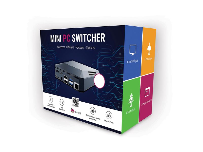 HutoPi Starter Kit MiniPC Switcher Raspberry Pi 4, 4 GB, 25 Mini-PC Set auf Raspberry Pi 4 Model B Basis