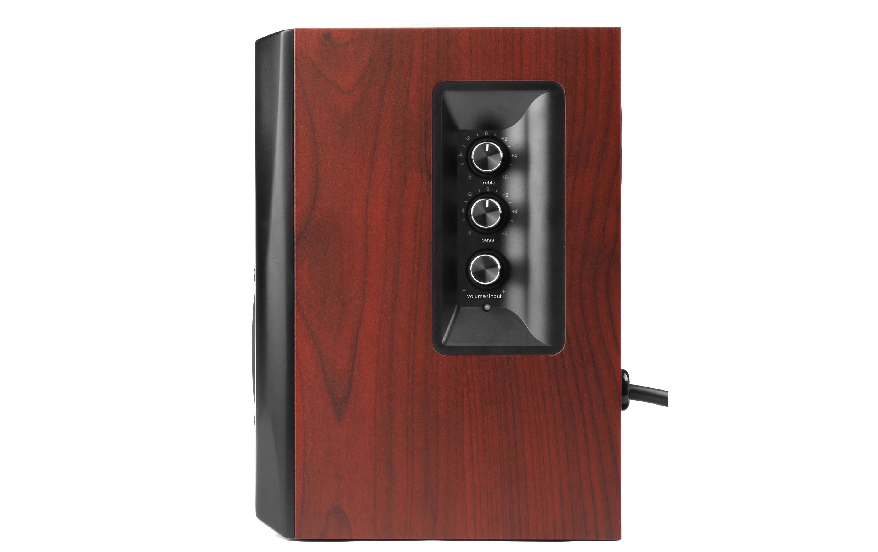 Regallautsprecher Paar S350DB mit Subwoofer Braun<br>Aktive 2.1 Lautsprecher mit Subwoofer und Bluetooth