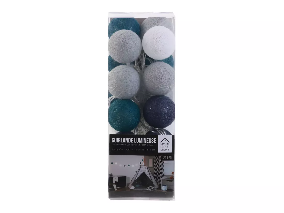 Guirlande lumineuse boules colorées 20 LED 3,72 m