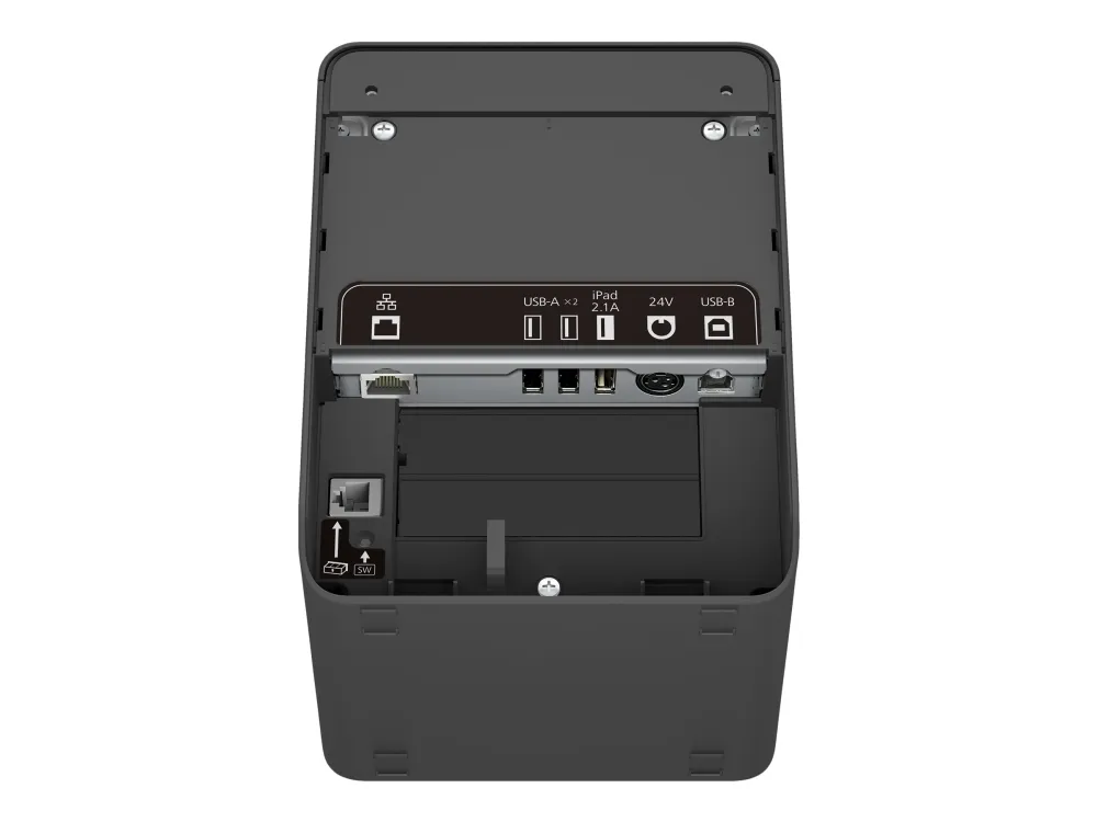 Epson TM L100 (111) - Kvitteringsprinter - termisk linje - Rulle (8 cm) - 203 x 203 dpi - op til 170 mm/sek. - USB 2.0, USB 2.0 vært, Gigabit LAN - sort