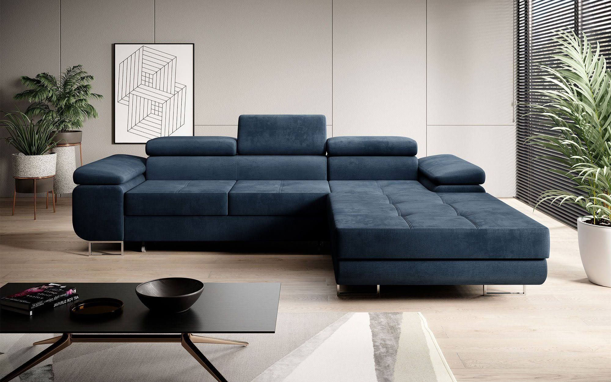 luxusbetten24 Designer Sofa Calvera mit Schlaf und Klappfunktion in Samt