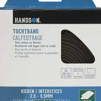 Handson tochtband V-profiel EPDM rubber antraciet 3 meter 2 stuks