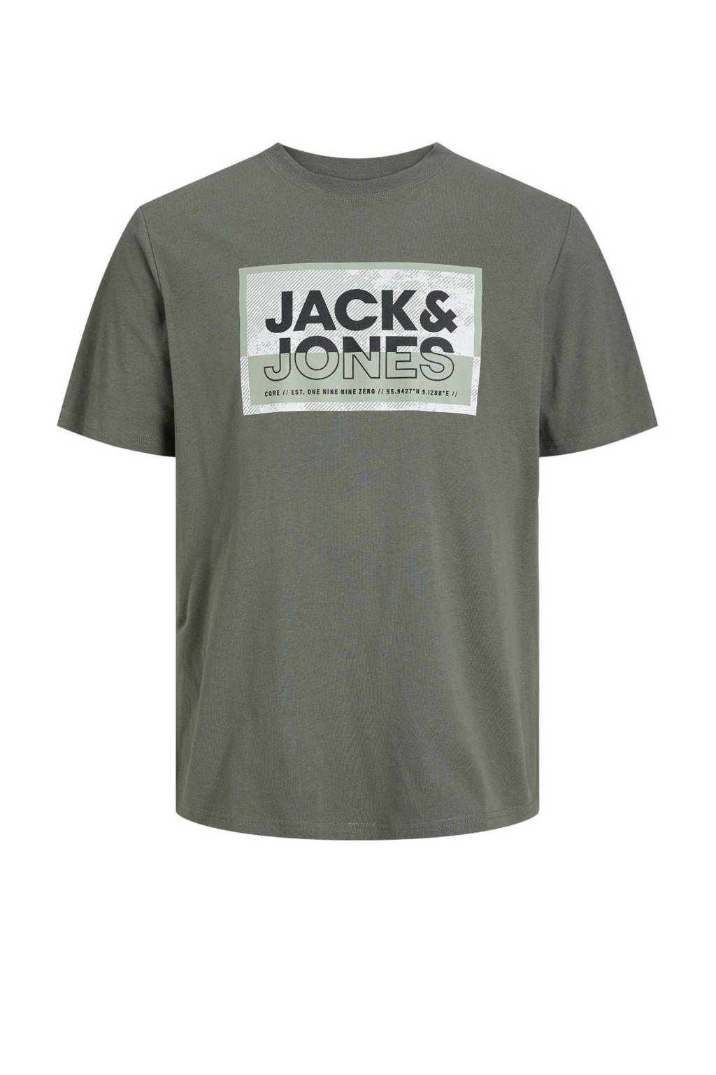 JACK & JONES T-shirt JCOLOGAN met logo agave groen