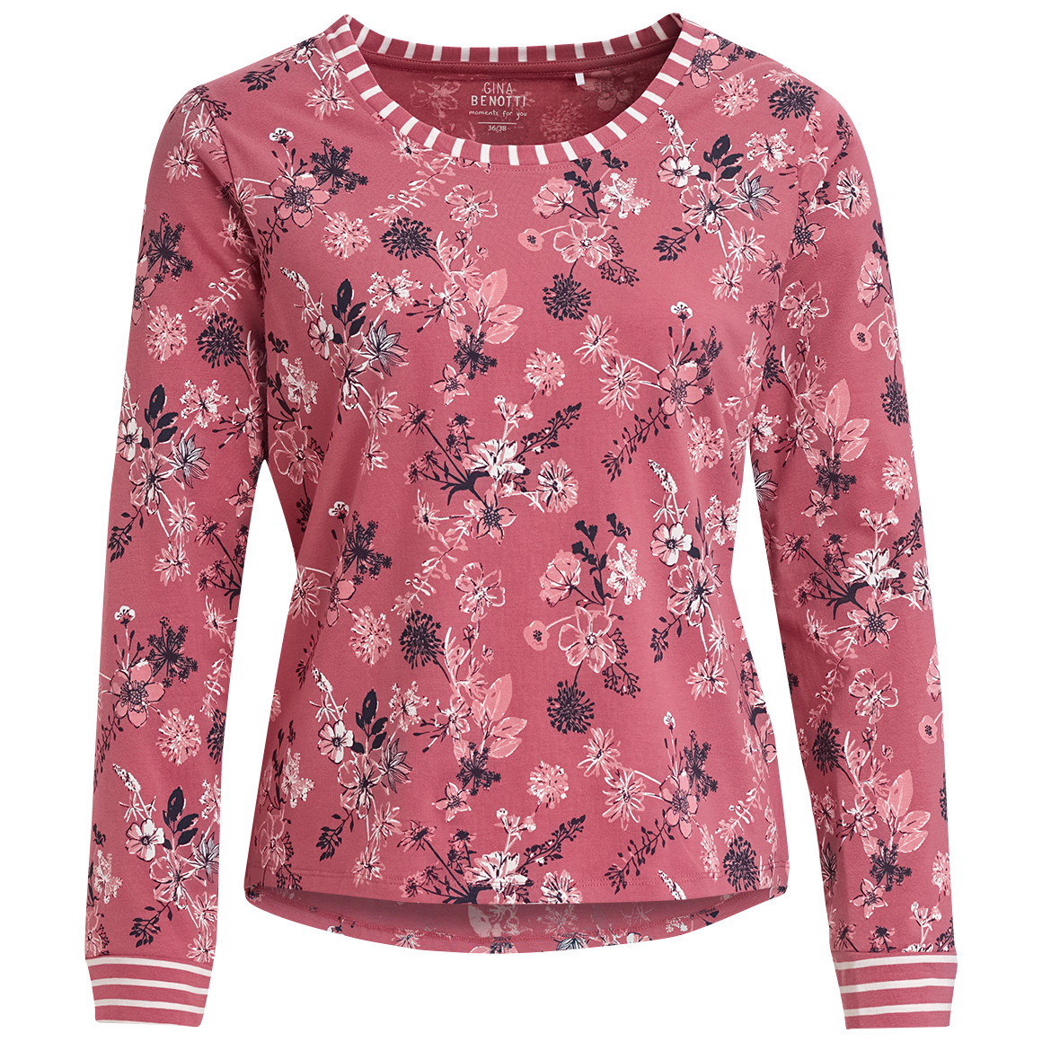 Gina Benotti Damen Schlafshirt mit Blumen himbeer