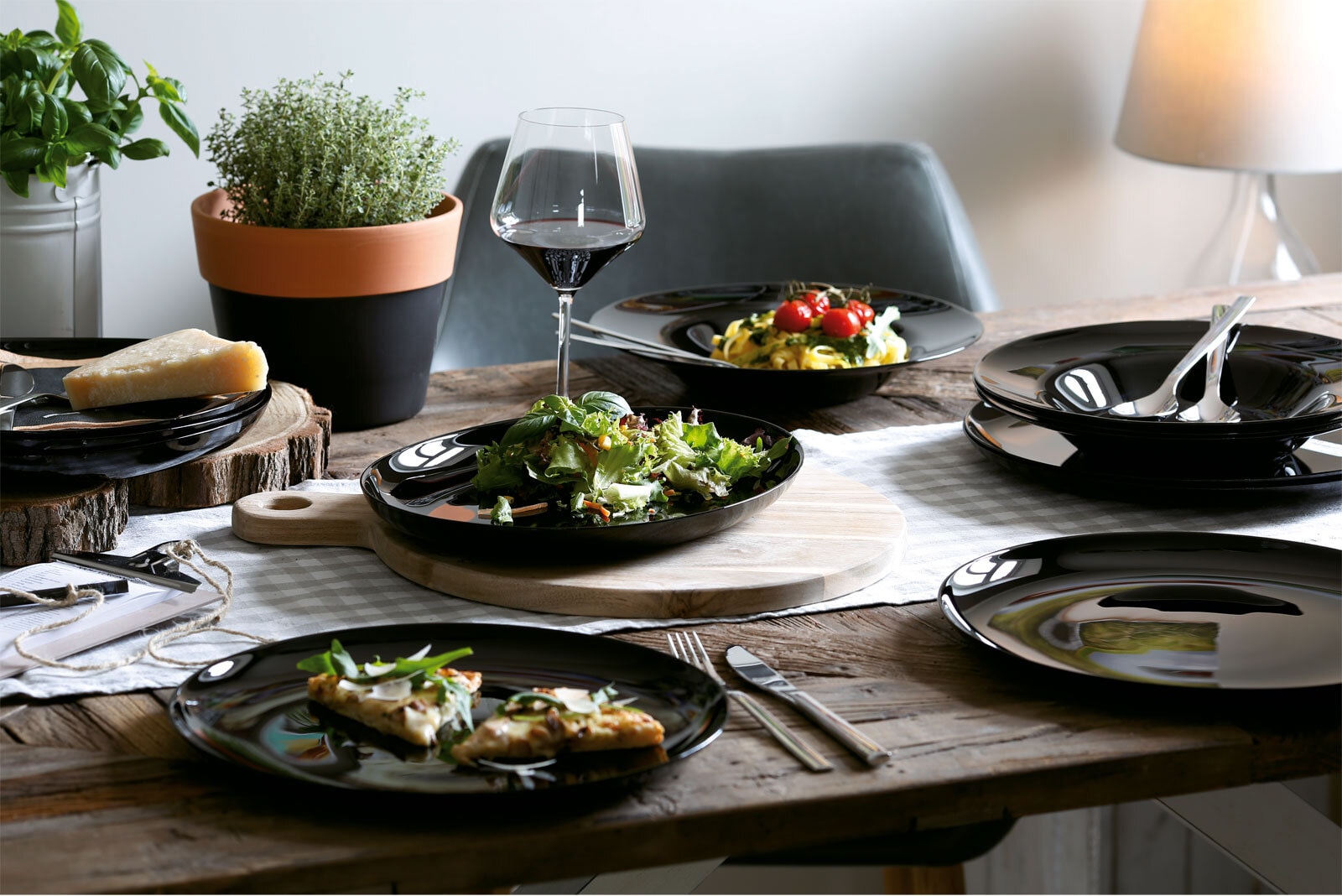CreaTable Pastateller ITALIEN PARTY 29 cm Glas schwarz