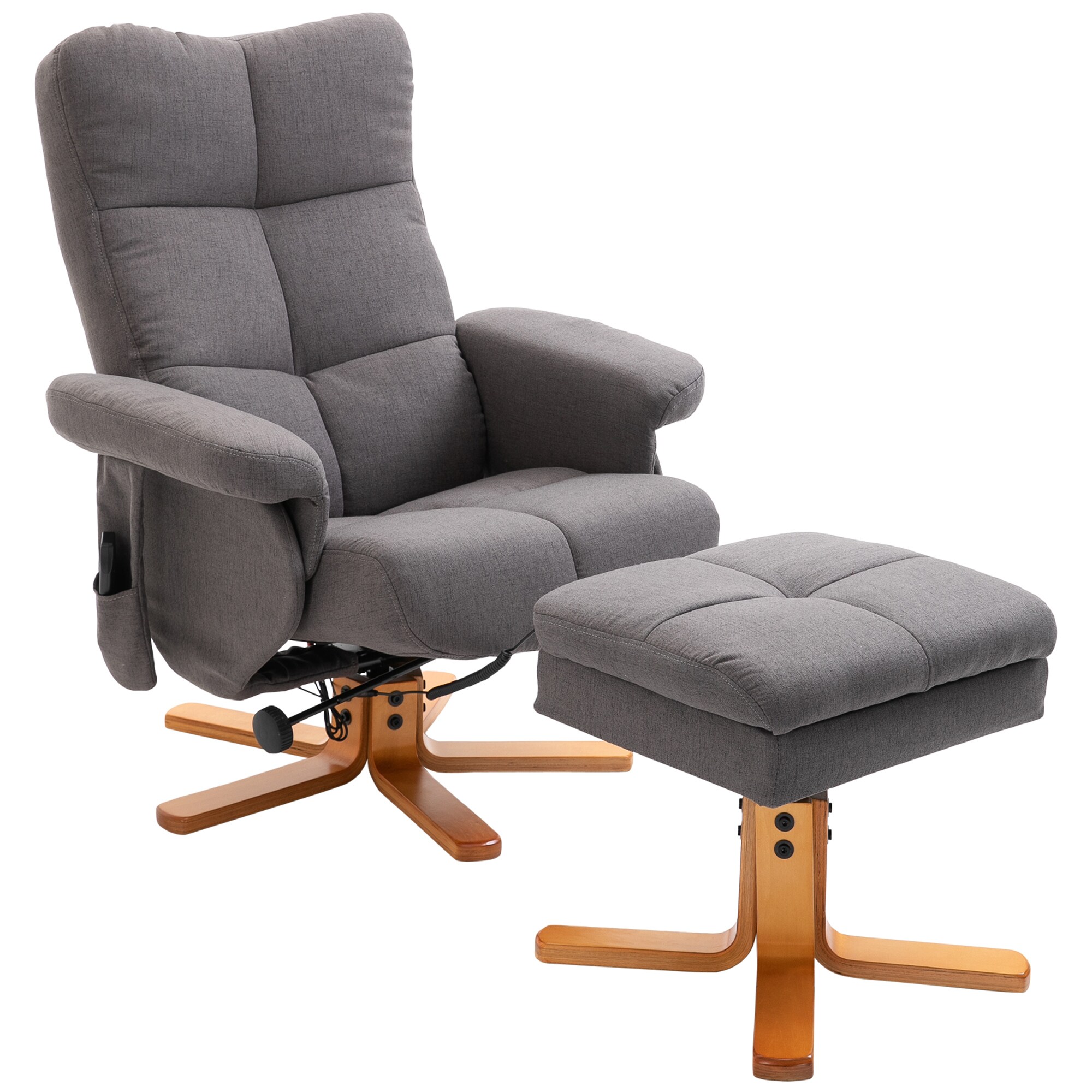 HOMCOM Massagestuhl mit Fußhocker und Stauraum B80 x T86 x H99 cm, B80 x T118 x H83 cm