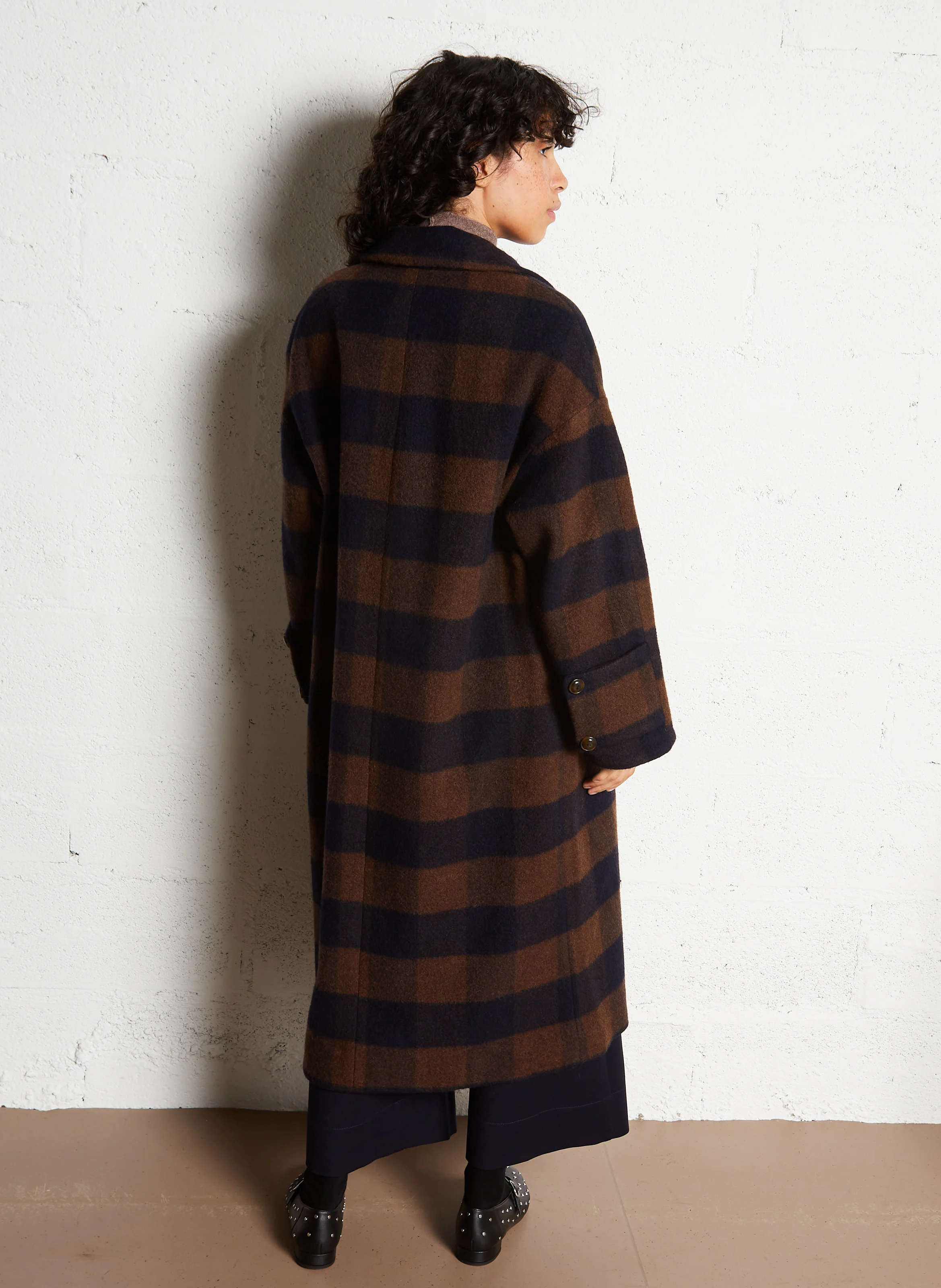 YVIE - Manteau long en laine mélangée | Multicolore
