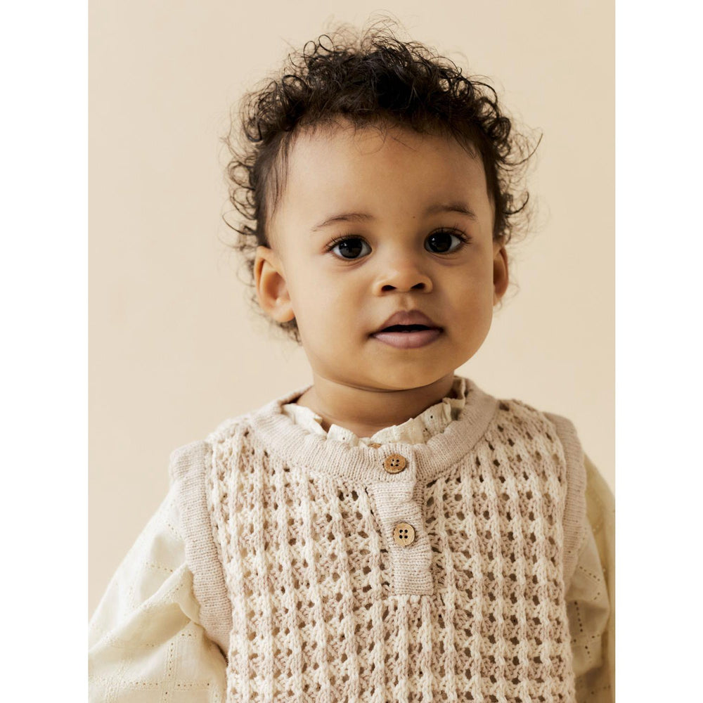 Køb Lil'Atelier Turtledove Gray Morn Boa Strik Vest