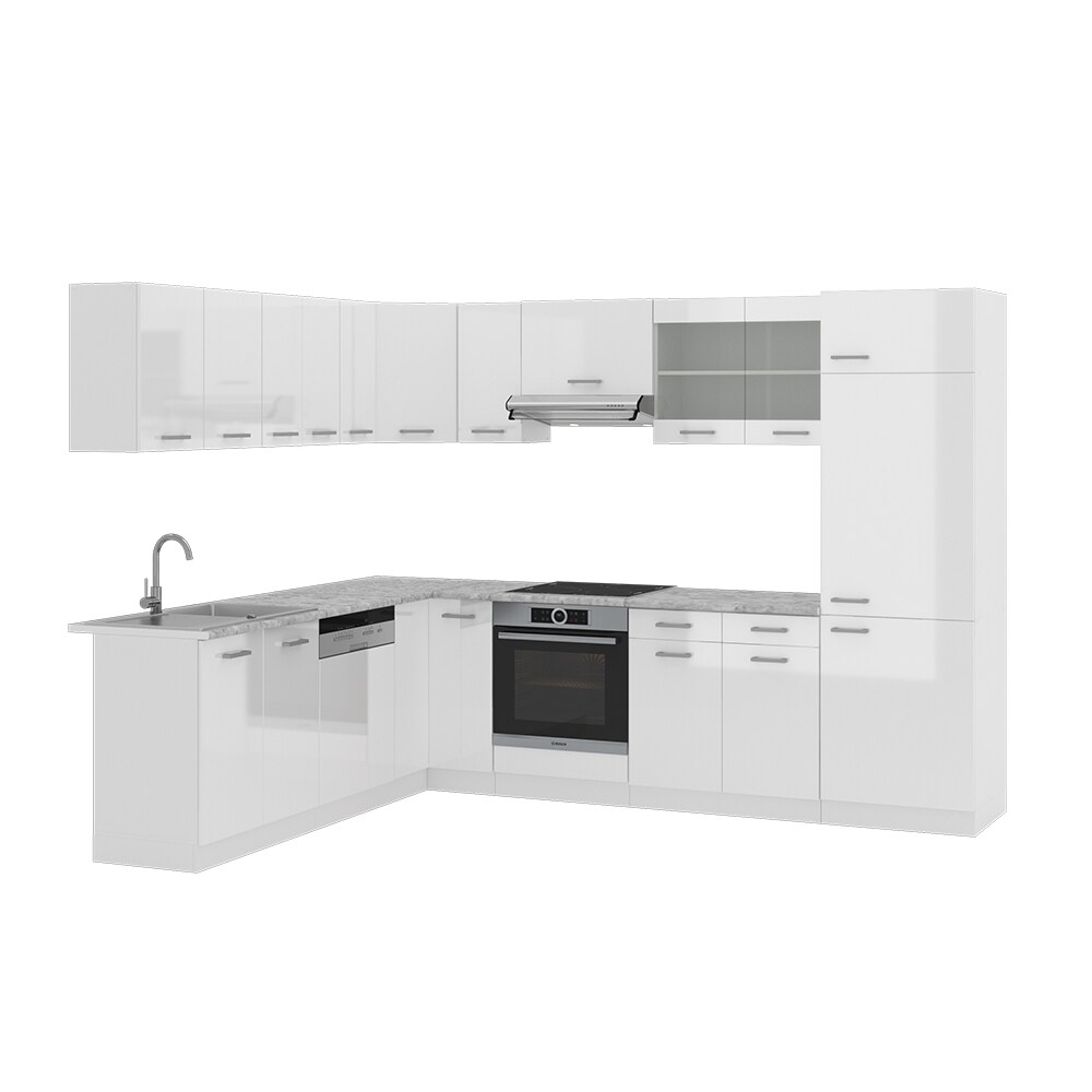 VICCO KÜCHENZEILE R-LINE ECKKÜCHE WINKEL KÜCHE EINBAUKÜCHE WEISS HOCHGLANZ