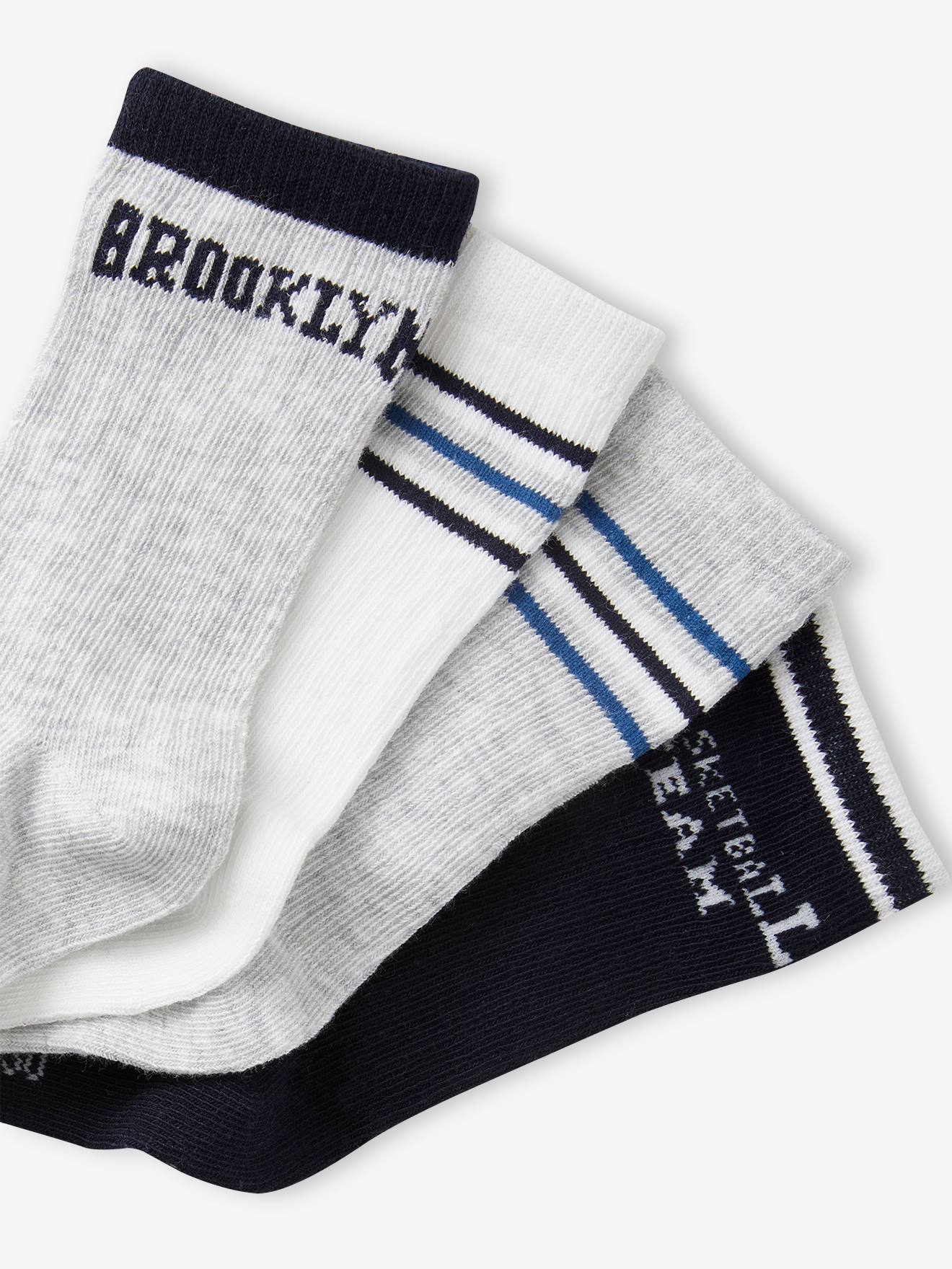 Pacote com 5 pares de meias esportivas cinza para meninos