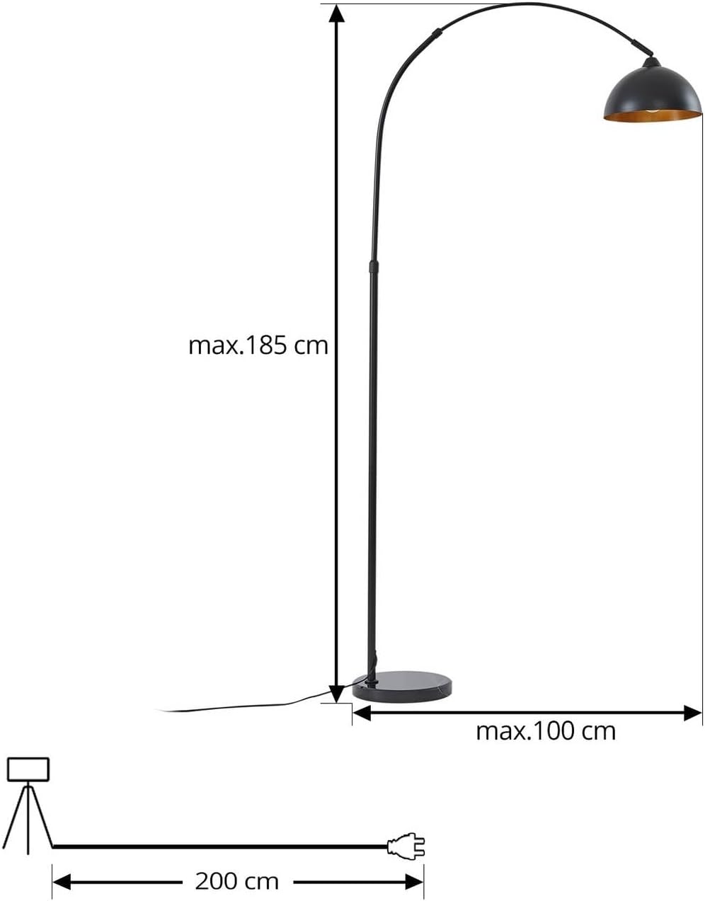 Lindby Stehlampe (Bogenleuchte) Tonka (Modern) in Schwarz aus Metall (1 flammig, E27) - Stehleuchte Standleuchte Floor Lamp Wohnzimmerlampe Wohnzimmerleuchte