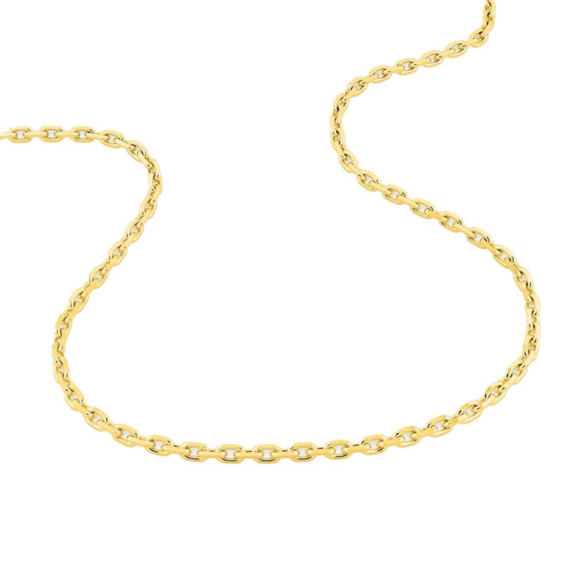 Chaîne mixte 40 cm - Maille Forçat diamanté - Or 18 Carats - Largeur 2.70 mm