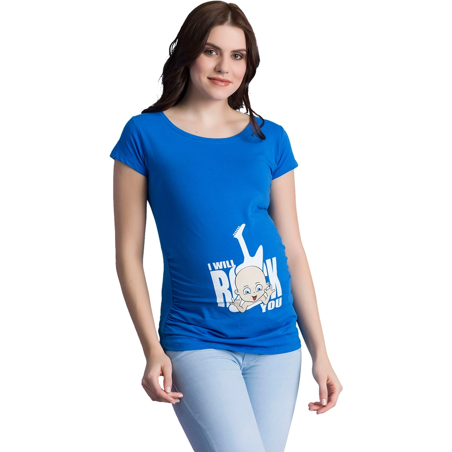 M.M.C. Umstandsshirt I Will Rock You mit Motiv Dunkelblau