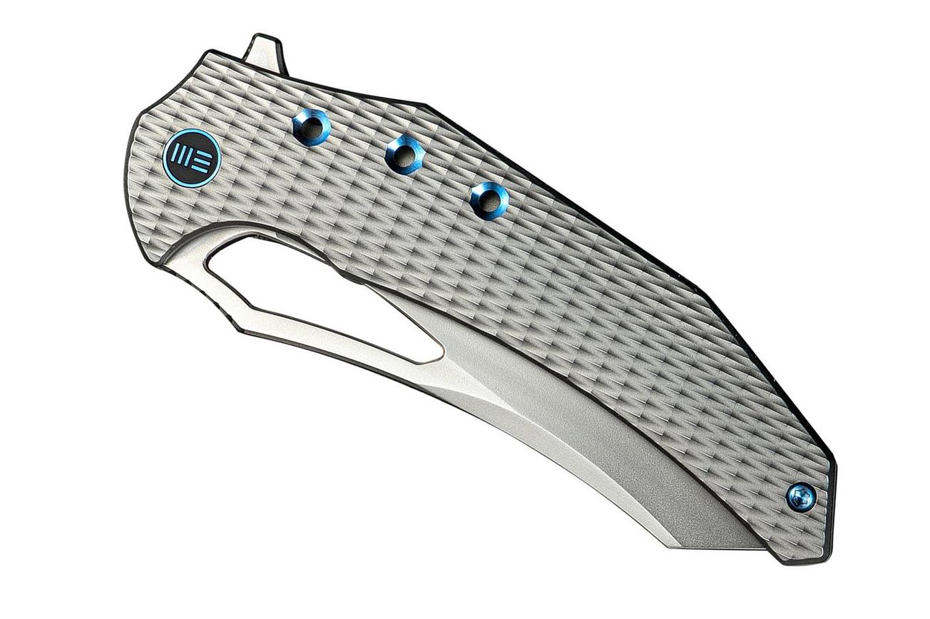 WE Knife Epaulette WE24024-3 Polished Bead Blasted M390 Diamond Patterned Polished Bead Blasted Titanium, zakmes, Gavko Knives design