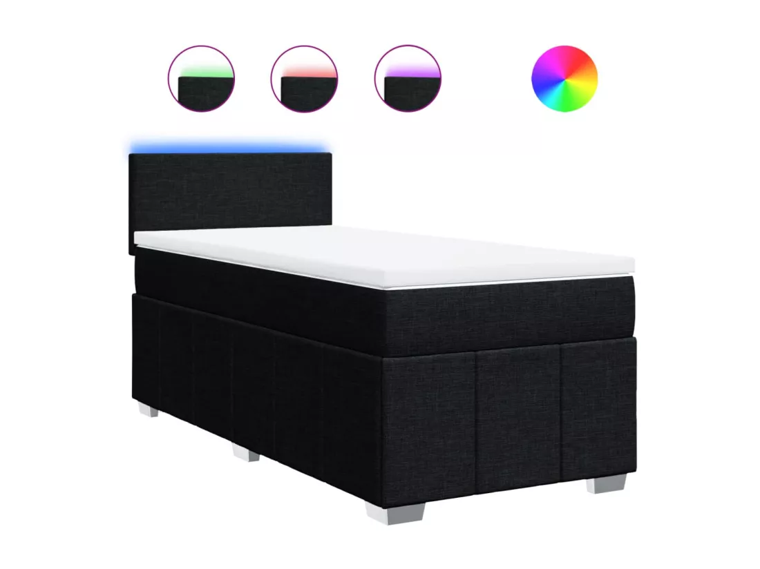 Sommier à lattes de lit avec matelas Noir 90x190 cm Tissu