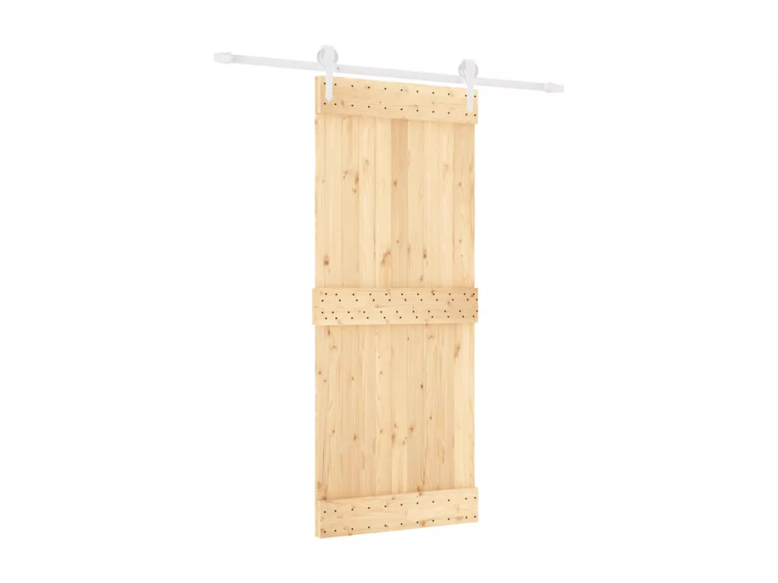 Porte coulissante et kit de quincaillerie 85x210 cm pin massif