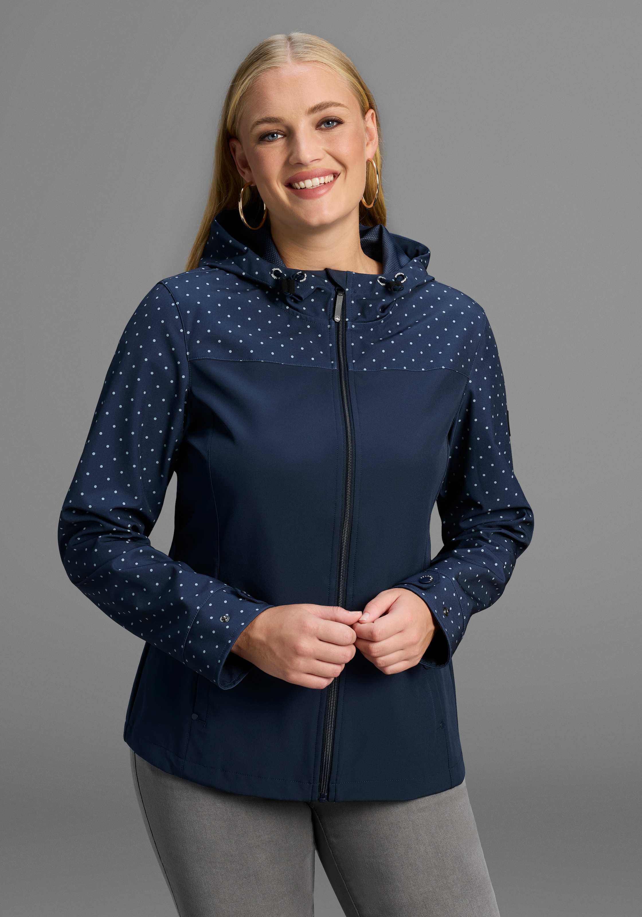 Polarino Softshelljacke mit Kapuze mit Druck, Übergangsjacke