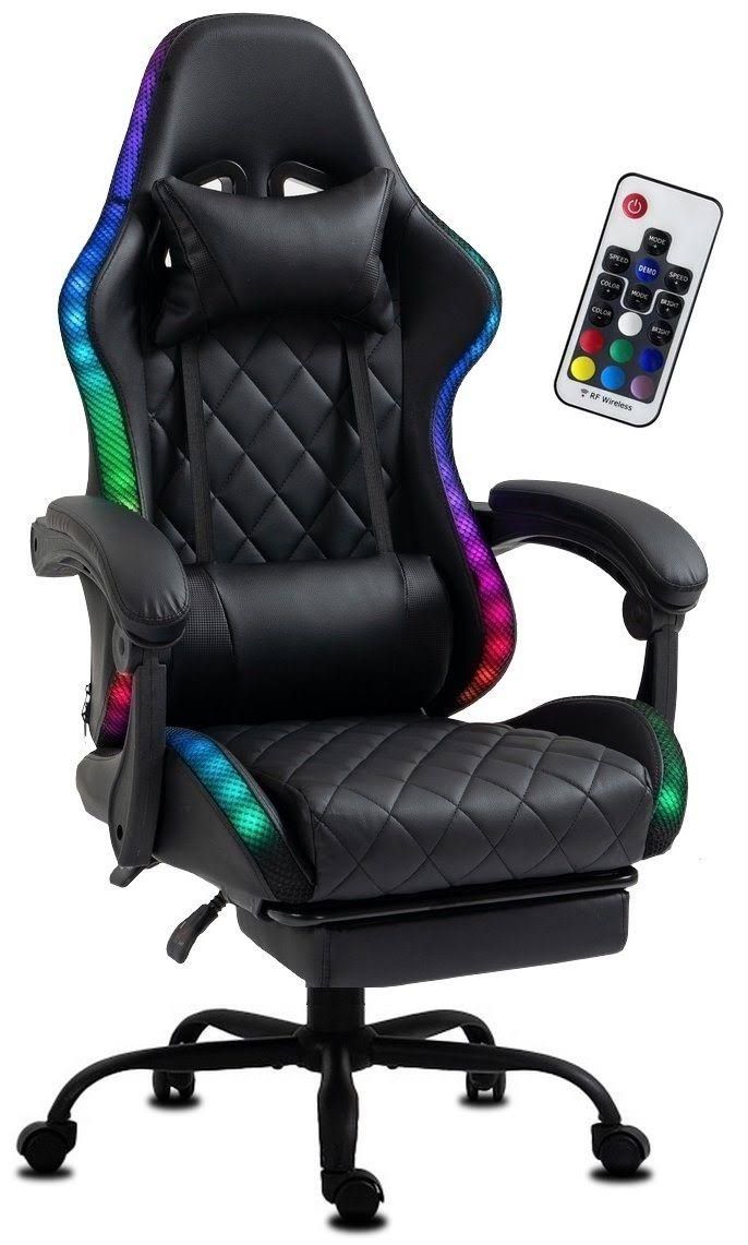 Delman LED RGB Beleuchtung Fußkreuz aus Metall Gaming-Stuhl