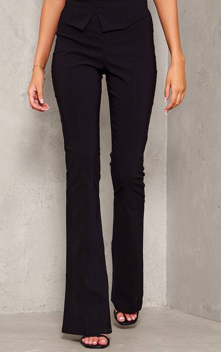 Noir Pantalon Évasé En Tissu Extensible Pour Grande Taille