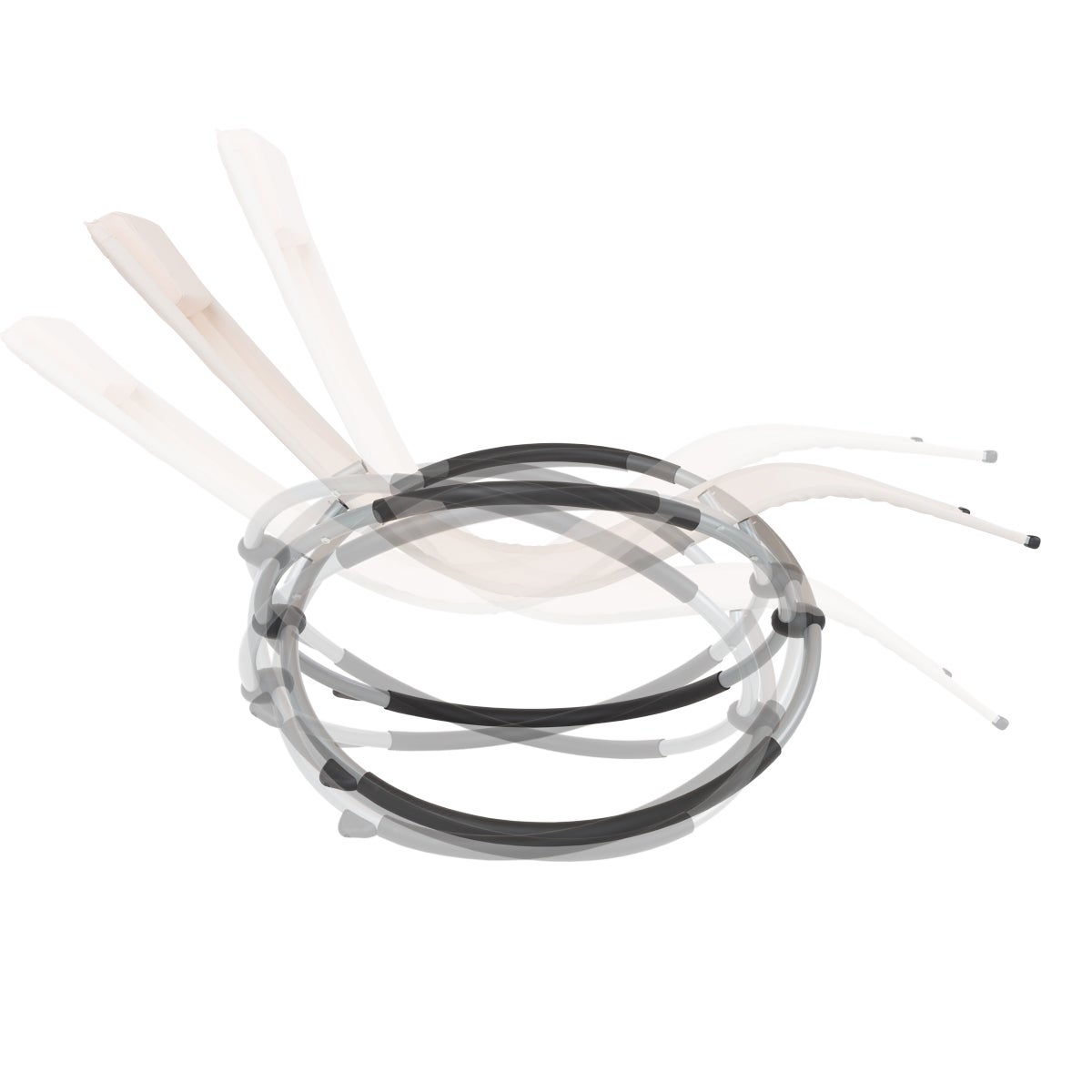 ECD Germany Opvouwbare schommelstoel, crème, met hoofdsteun, stalen frame, weerbestendig, ademend, ergonomische relaxstoel, ligstoel, tuinligstoel, ligstoel, relaxstoel, schommelstoel, voor tuin/terras