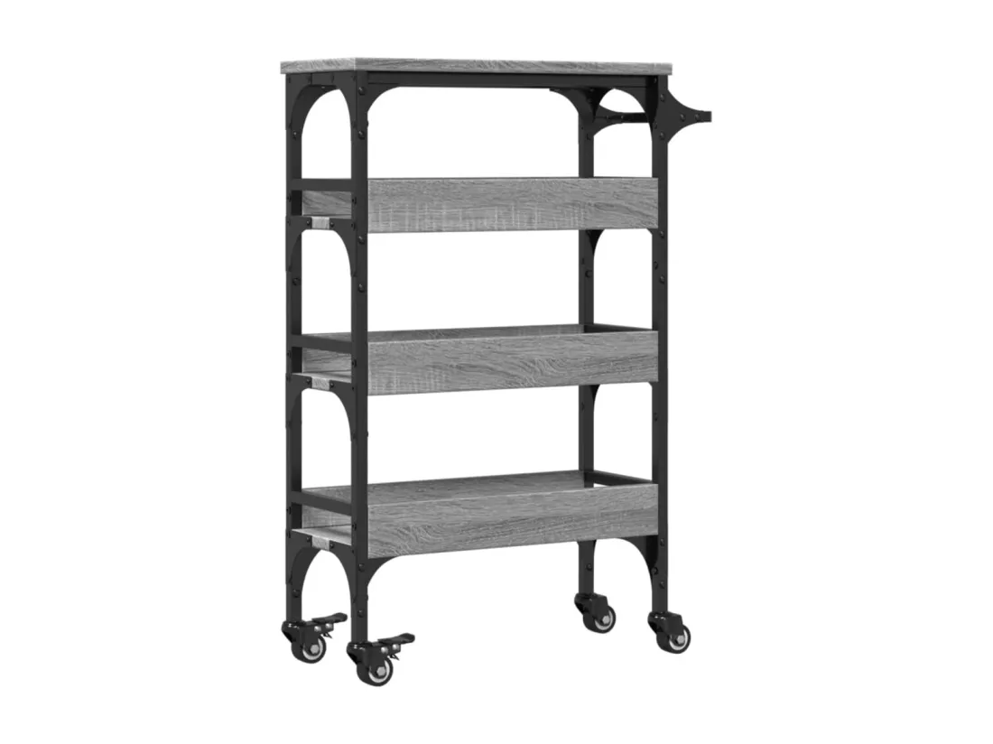 Chariot de cuisine sonoma gris 53x20x76 cm bois d'ingénierie