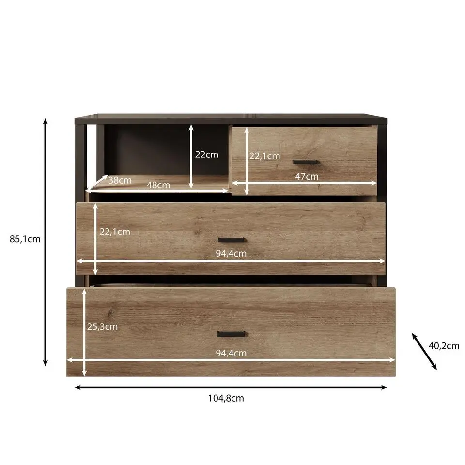 Meubella - Ladekast Honduras - Eiken - 105 cm